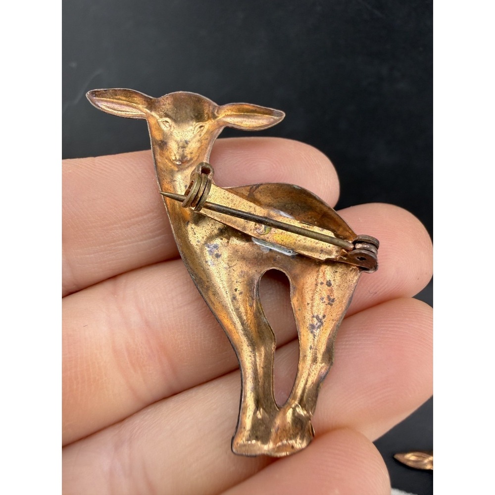 Vintage Deer Brooch Lot of 2 Gold Tone - Picture 3 of 8